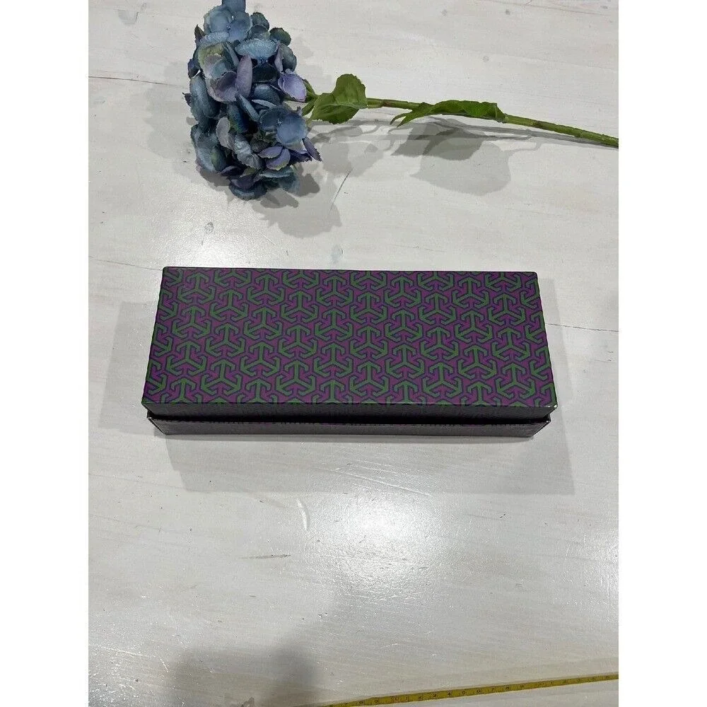 Tory‎ Burch Box for Flip Flops or Shoes Purple Green Patterned